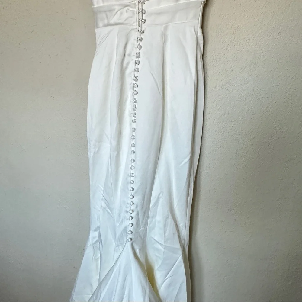 HOUSE OF CB 'Emilie' Off White Satin Mermaid Bridal Gown NWOT size XS - Picture 12 of 17